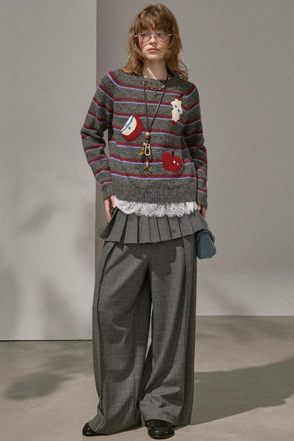 Apple Striped Crew Neck Sweater