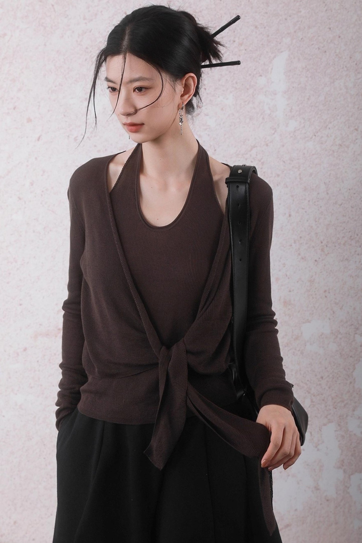 Autumn Mocha Brown Knitted Sweater