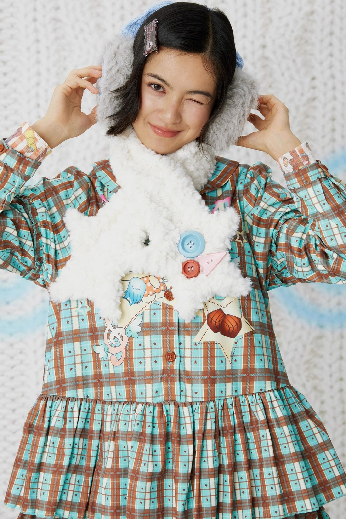 Y2K Plush Two-Tone Scarf