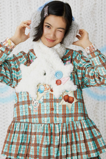 Y2K Plush Two-Tone Scarf