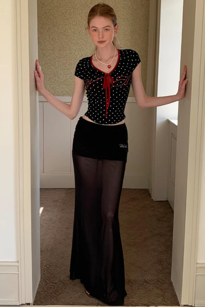 Summer Polka Dot V-Neck Tee