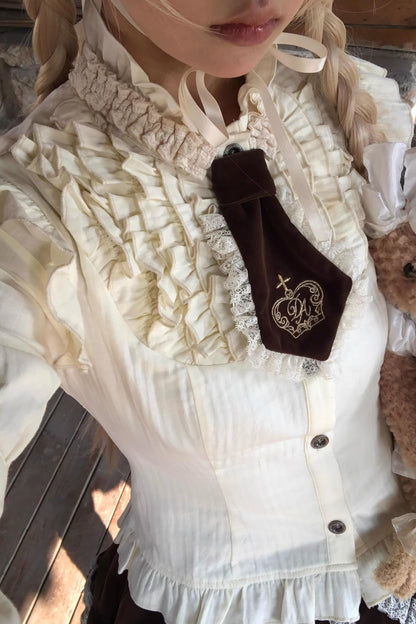 Beige Lace Trim Shirt