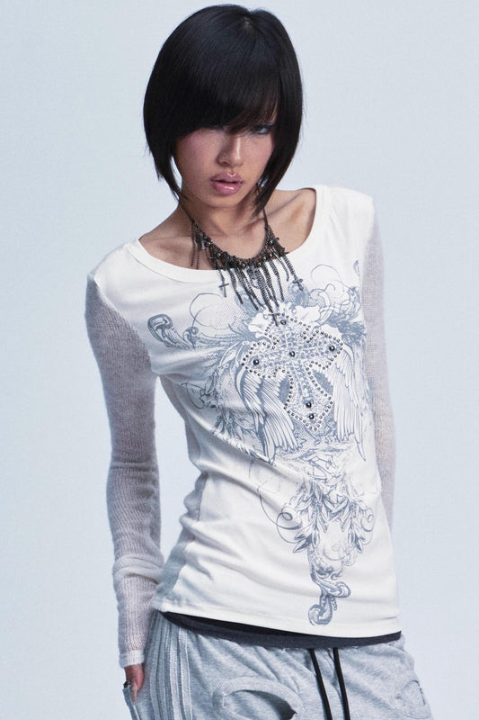 Knitted Mesh Rivet Sweater