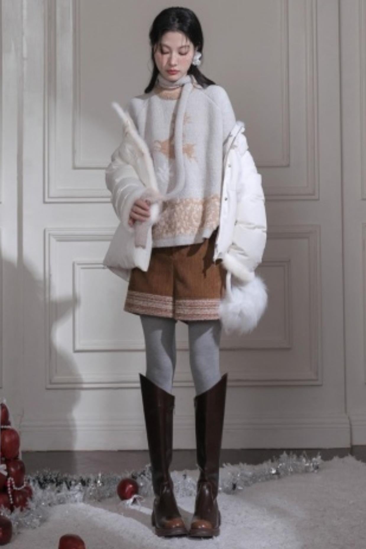 Snow Deer Faux Mink Sweater