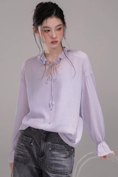 Acetate Deep Purple Blouse Set