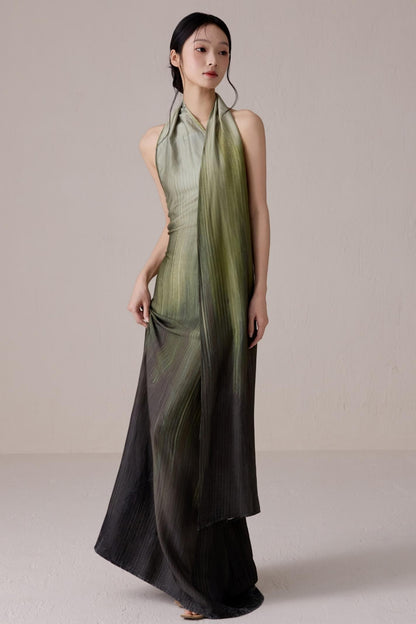 Summer Gradient Color Flutter Dress