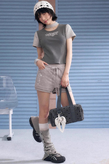 Playful Polka Dot Peplum Shorts