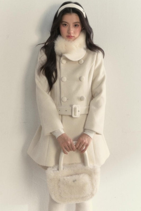 Double Breasted Low-Belt Mid-Length Coat