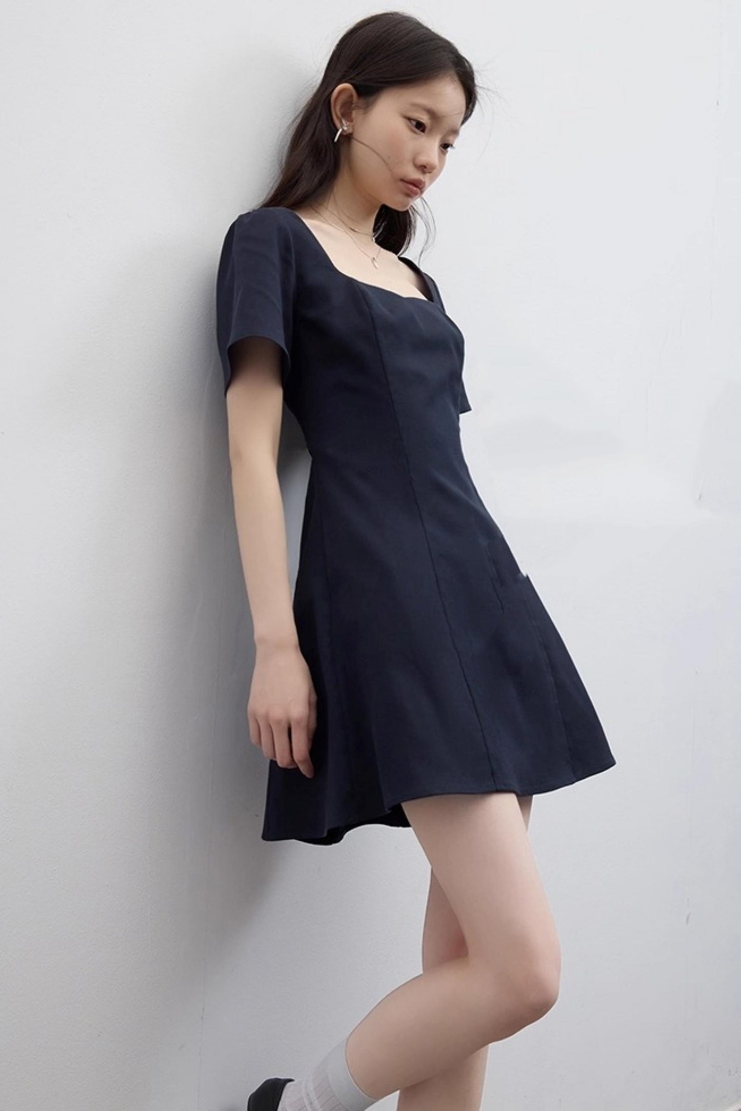Linen Cotton Square Neck Dress