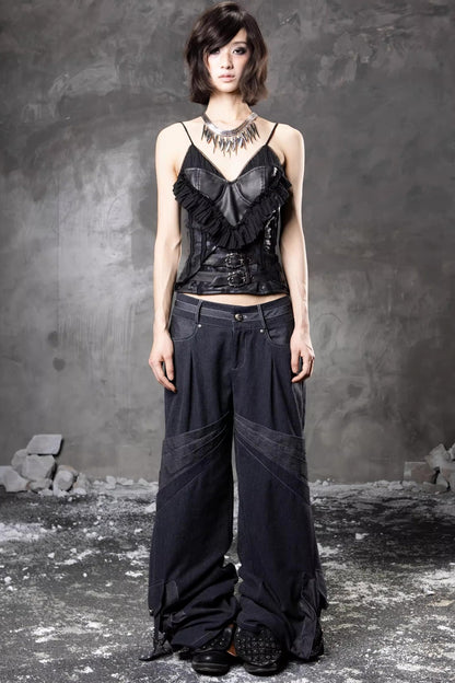 Retro-Denimhose mit weitem Bein