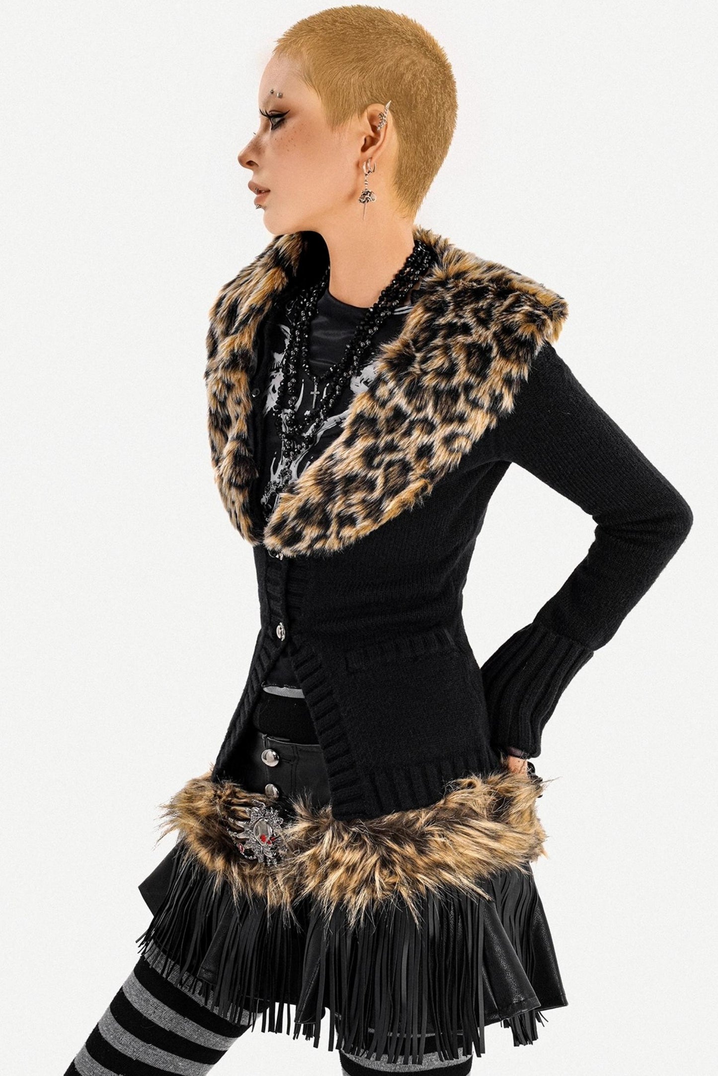 Leopard Print Knit Cardigan
