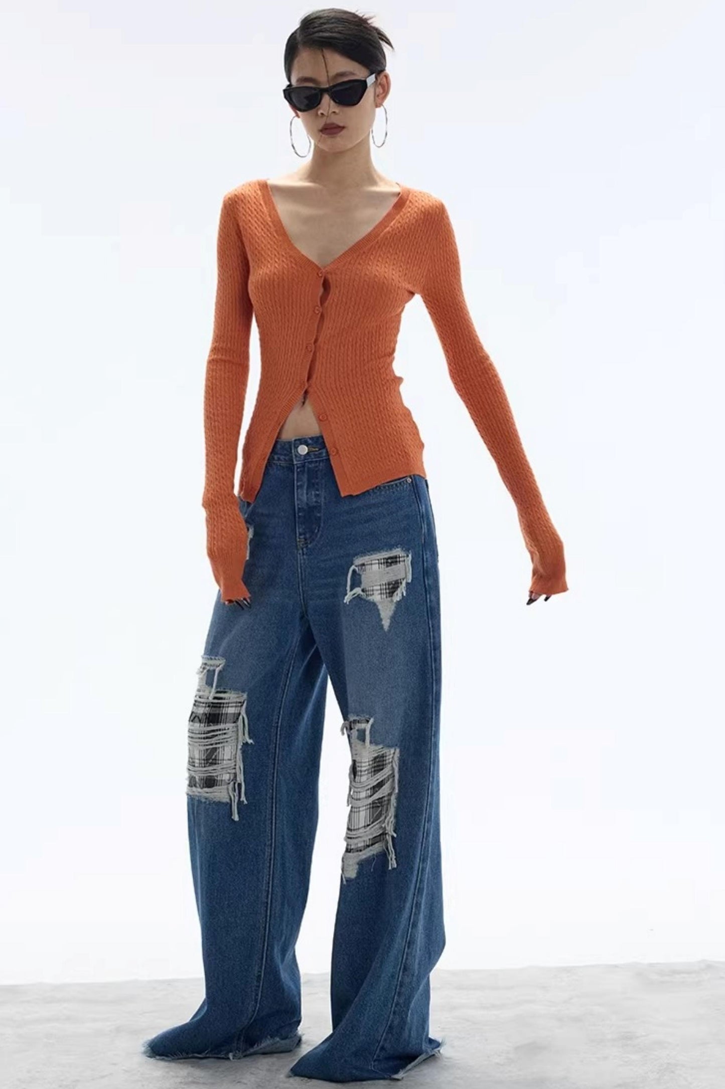 Vintage Sunset Orange Knit Cardigan