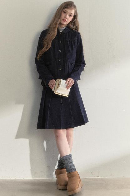 Retro Dot Denim Jacket Set-Up