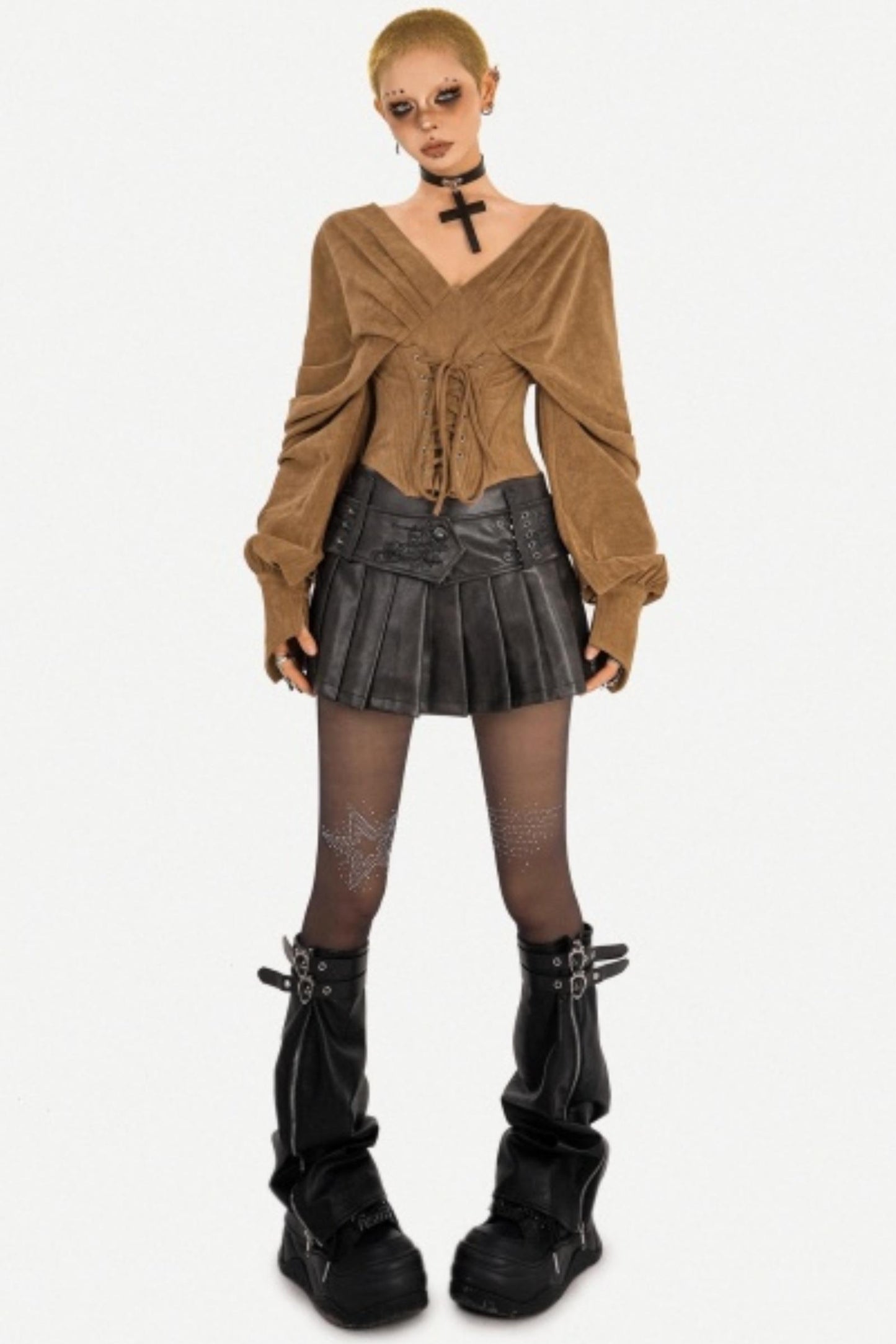 Vintage Leather Pleated Skirt