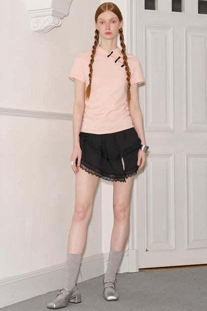 Chinese Chic Bow Short Sleeve Top