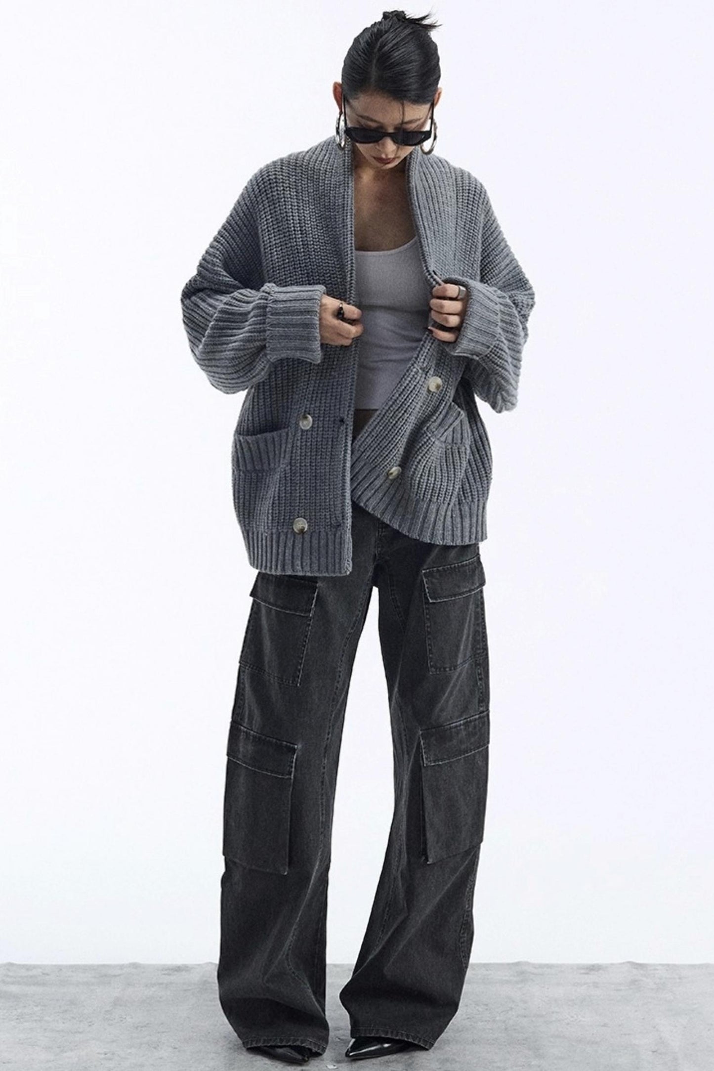 Lazy Style Large Pocket Knitted Cardigan