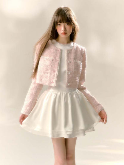 Girly Lame Pearl Bijoux Short Jacket