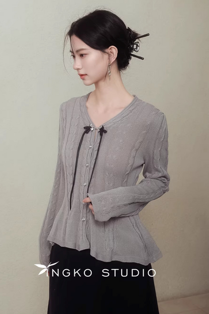 Ingko Cloud Gray Knit Cardigan
