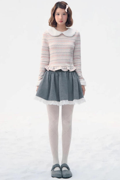 Fair Isle Polka Dot Knit Top