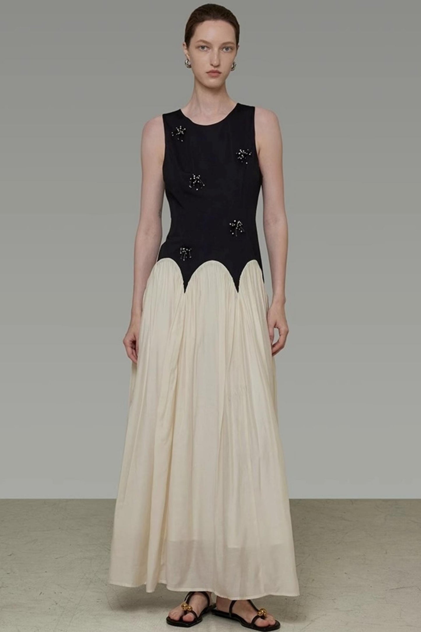 Color Clash Beaded Summer Dress