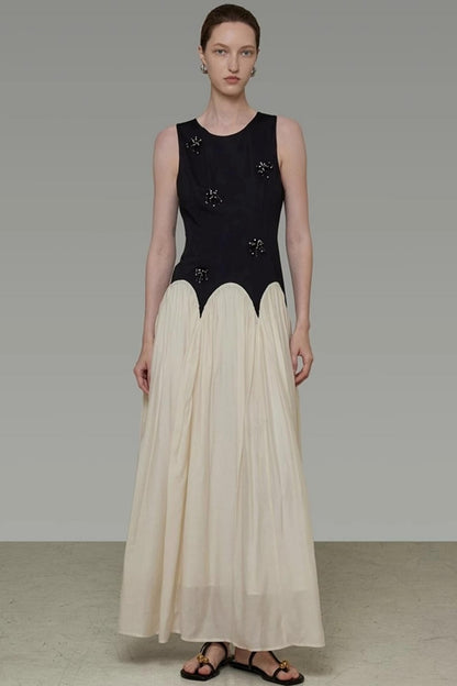 Color Clash Beaded Summer Dress