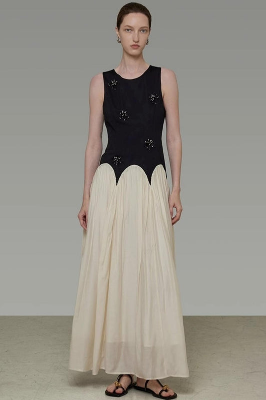 Color Clash Beaded Summer Dress