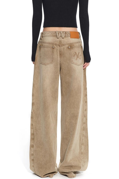 Heavy Washed Twill Denim Loose Jeans