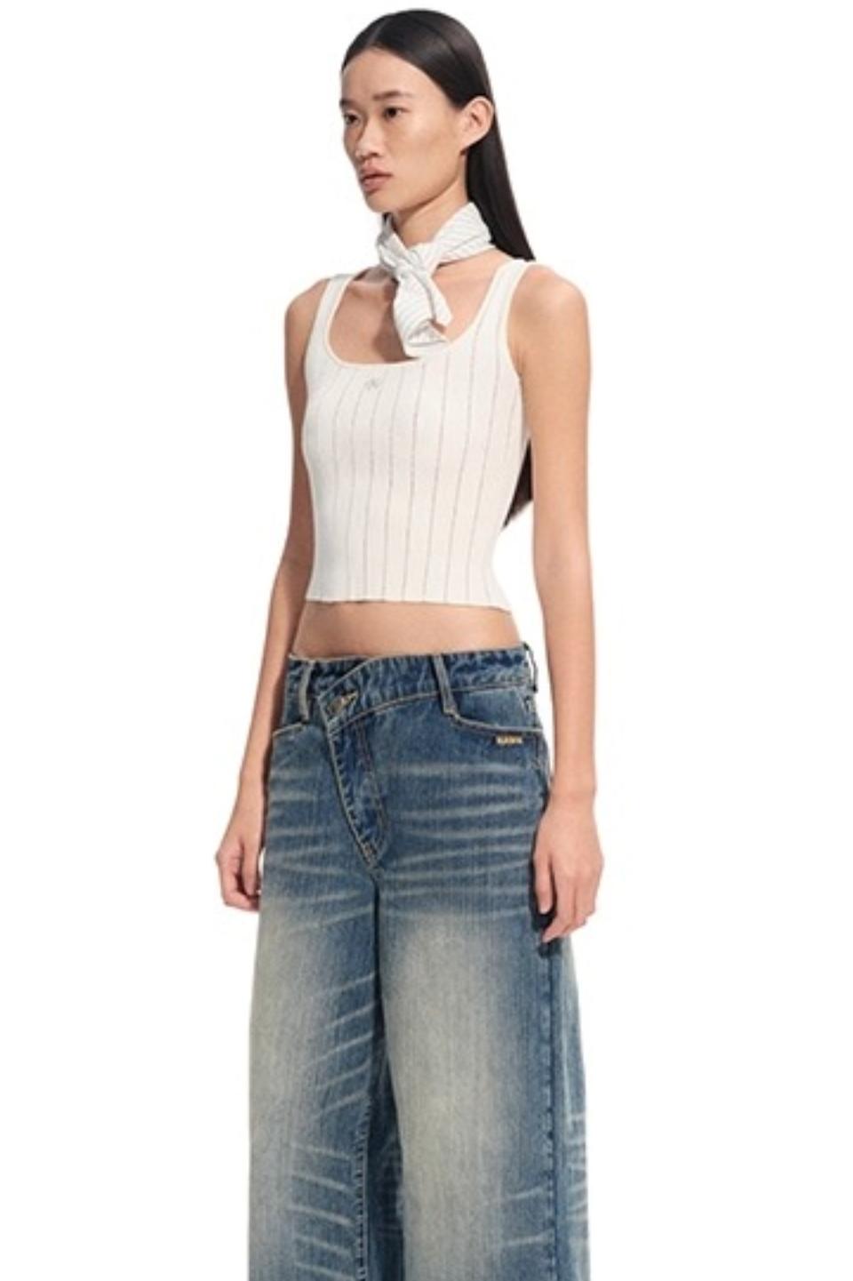 Hollow Knitted Slimming Camisole Top
