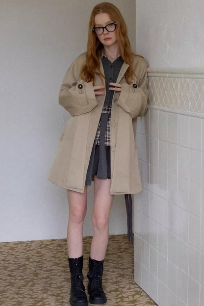 Vintage Bow Plaid Trench Coat