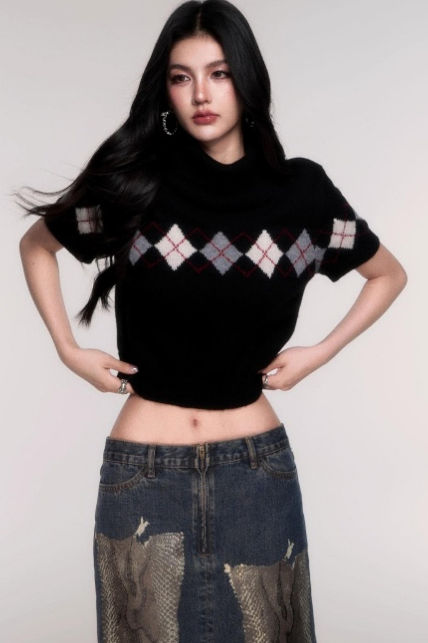 High Neck Short Sleeve Sweater