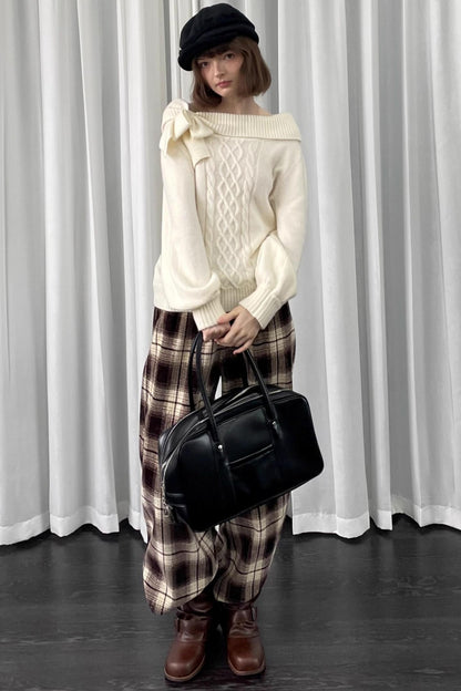 Versatile Khaki Plaid Trousers