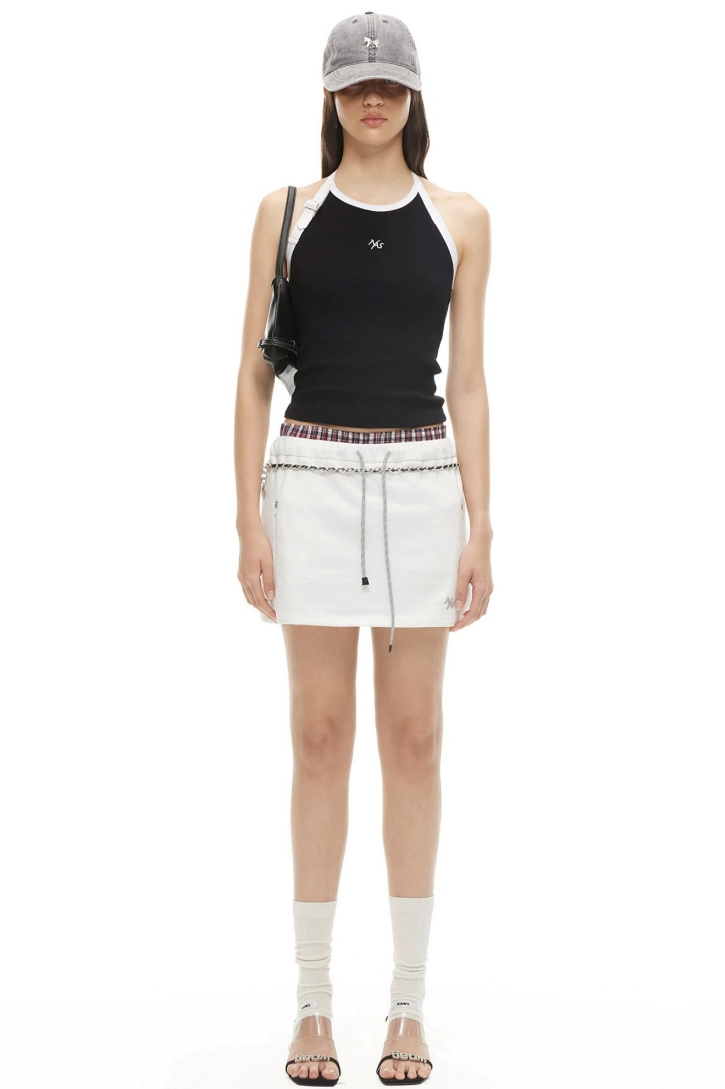 Sand-Washed Color-Blocked Halter Top