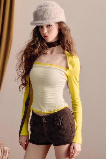 Color-Block Square Neck Blouse