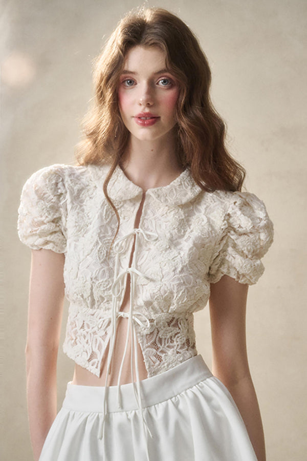 Embroidered Floral Lace Hollow Top