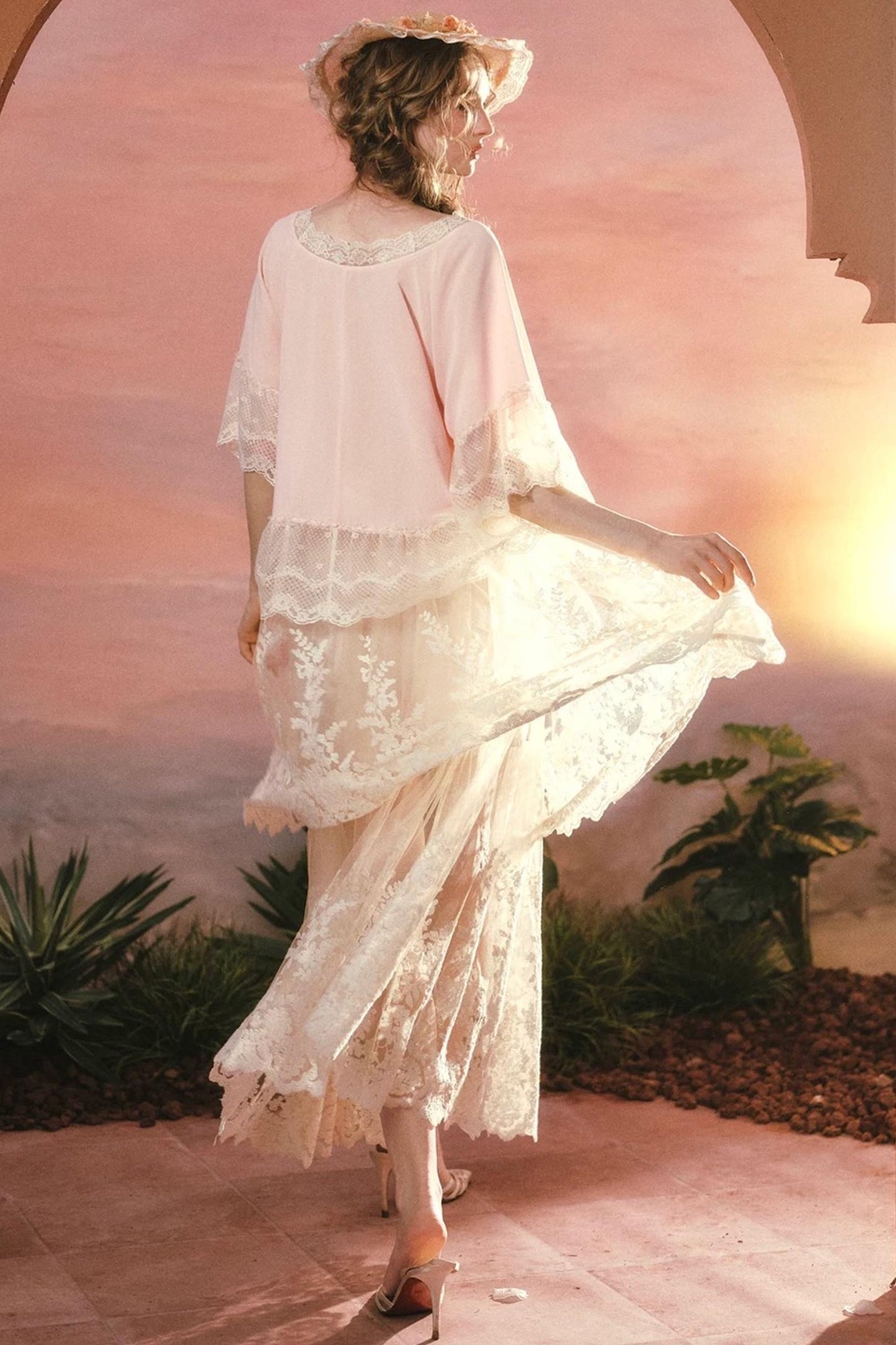 French V-Neck Lace Top
