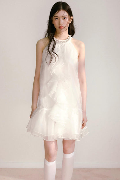 Ethereal Pearl Organza Dress
