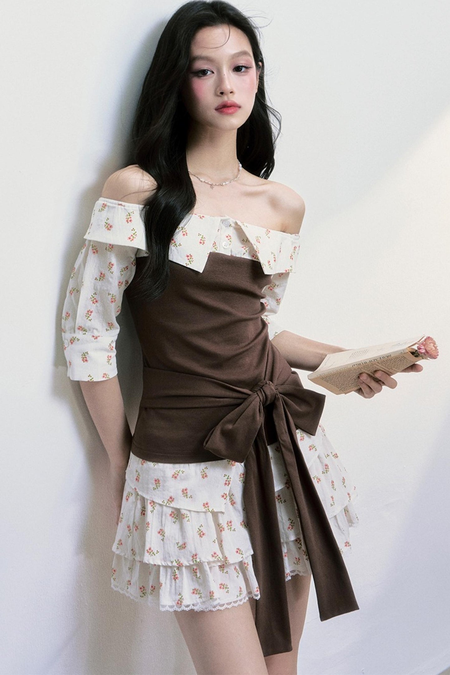 Floral Patchwork Blouse Skirt Set-Up