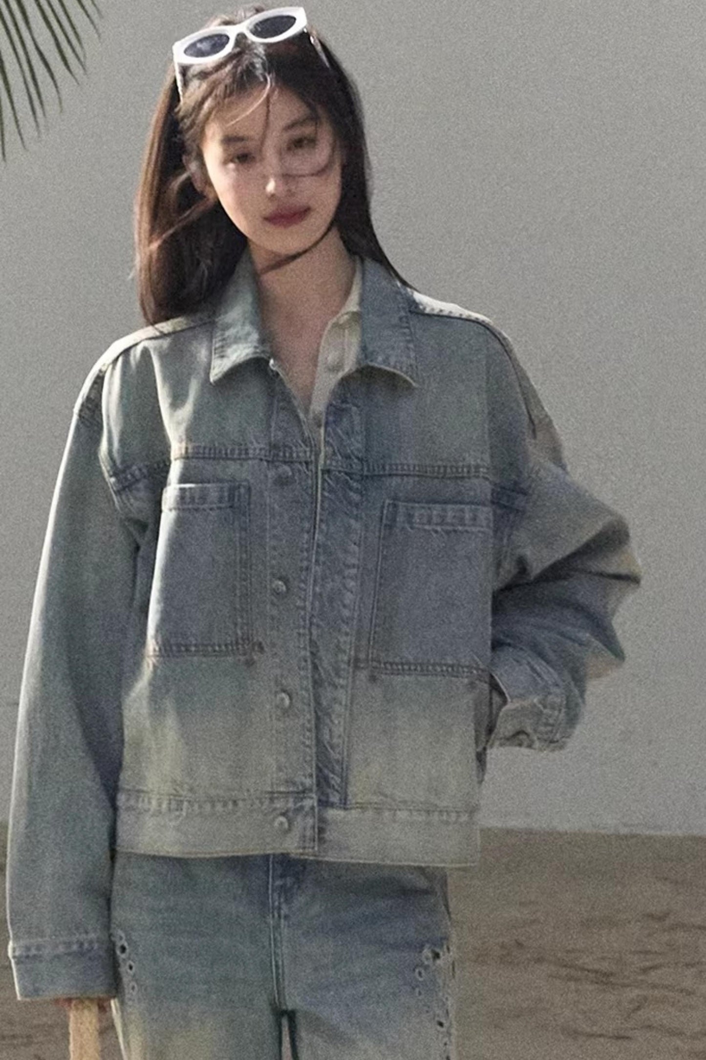 Hazy Sea Retro Denim Jacket