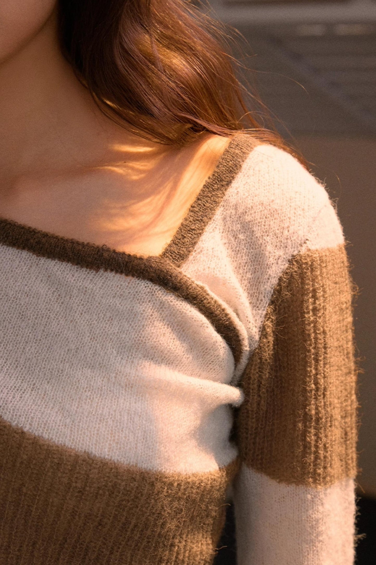 Color-Block Asymmetrical Knit Sweater