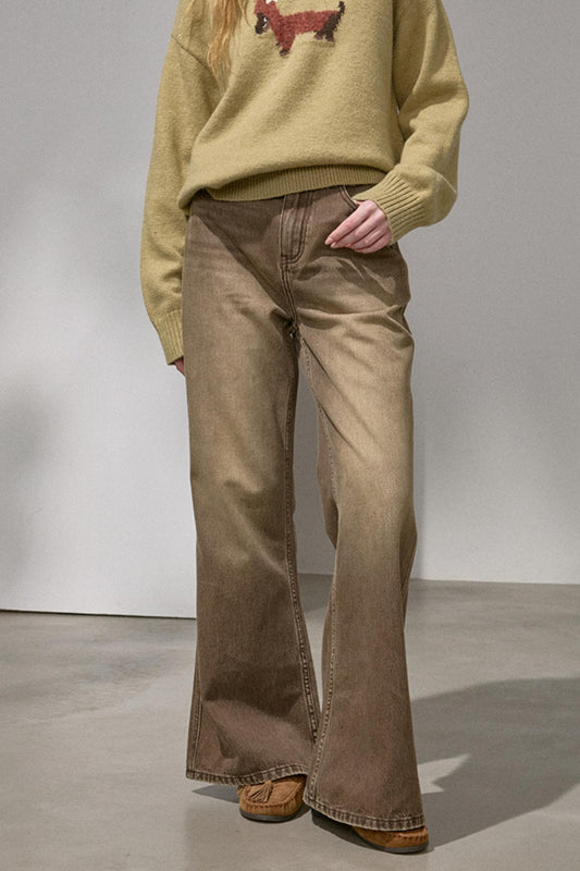 Embroidered Flared Denim Pants