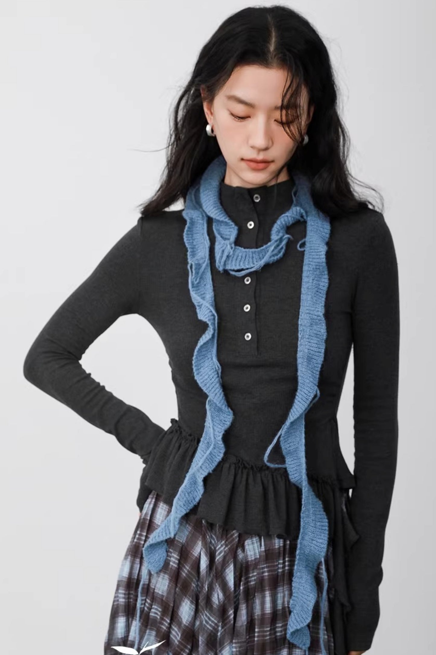 Misty Blue Latte Scarf