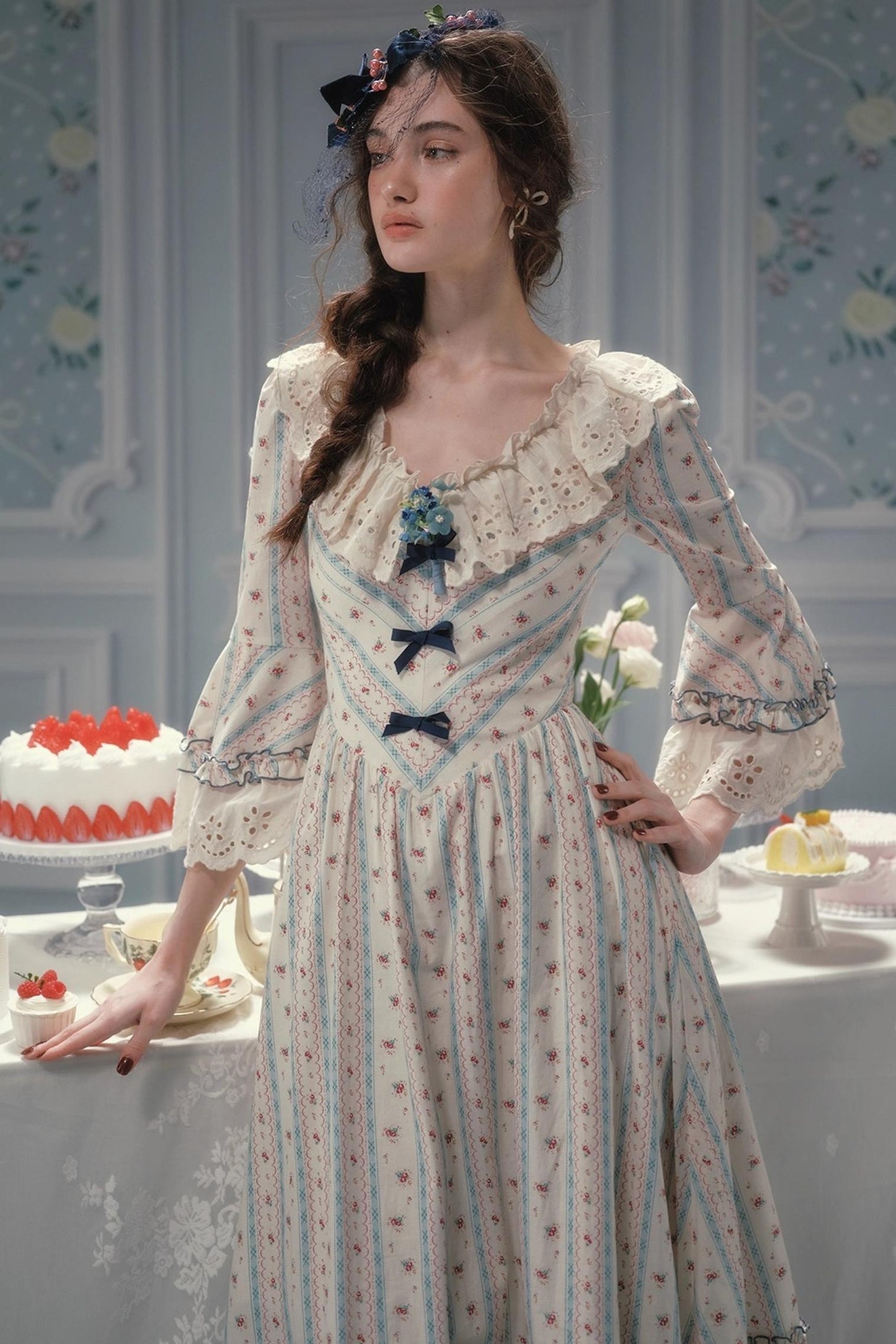 Versailles French Rustic Striped Dress