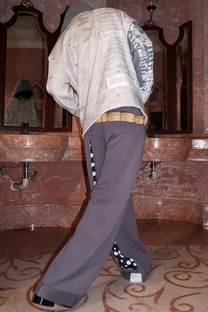 Multi-Waisted Polka Dot Wide-Leg Pants