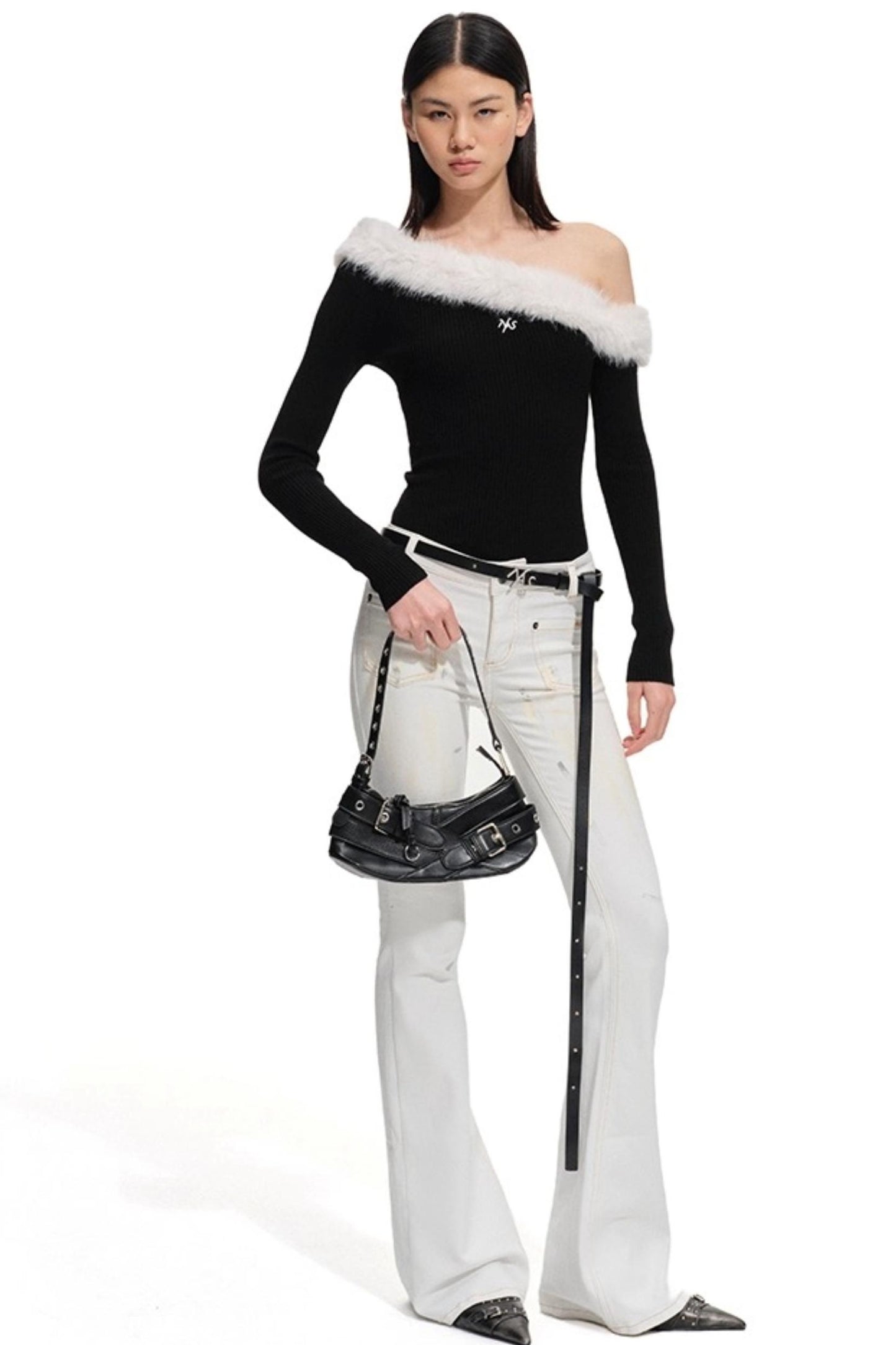 Heavy Washed Denim Stretch Bootcut Pants