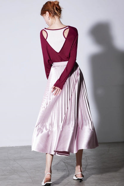 Gilt Satin Mermaid Pleated Skirt