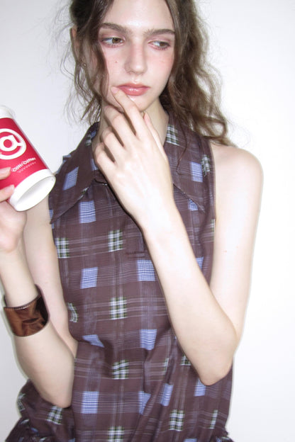 Dali Check Ruffle Top