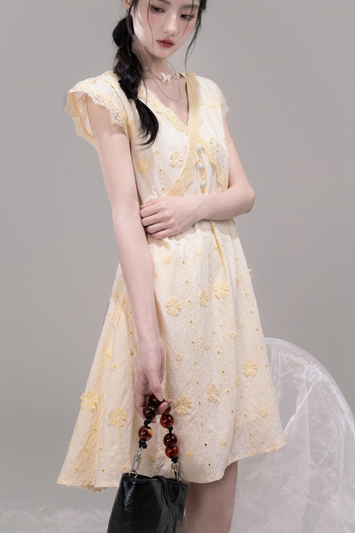 Floral V-Neck Skeleton Dress