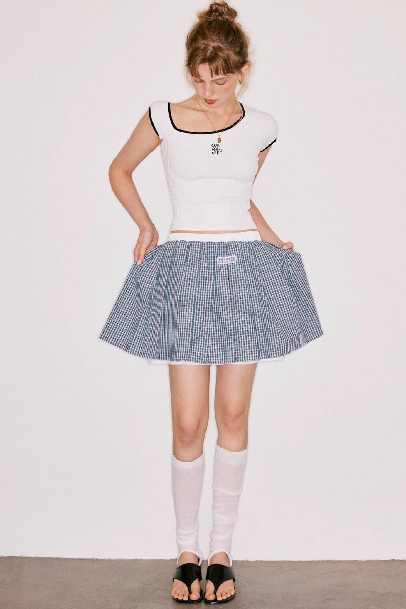 Blue Lace A-Line Skirt