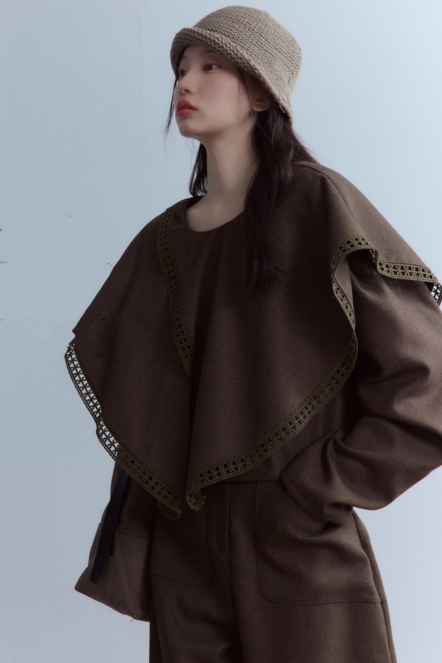 Moss Green Fishbone Wool Top