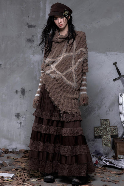 Lace Suede Tassel Skirt